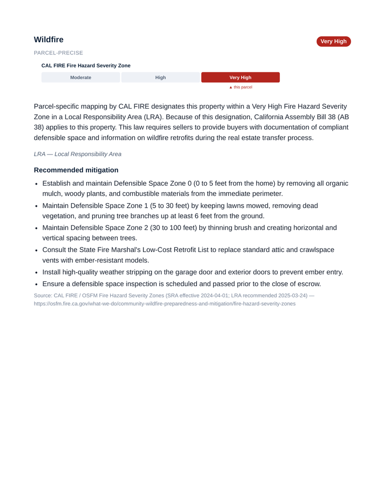 Hazard detail with sources